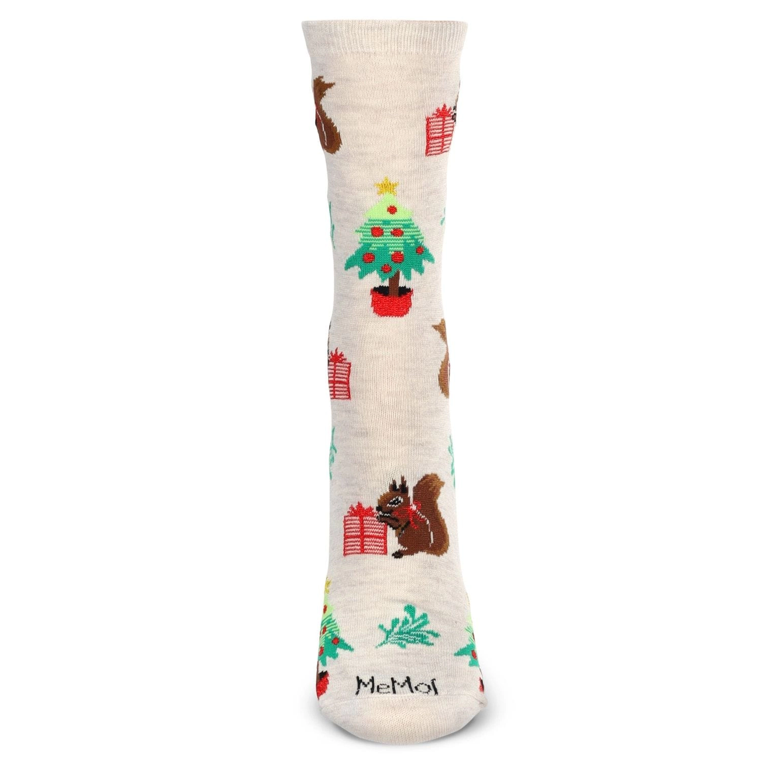 MeMoi Women's Festive Squirrel Crew Socks