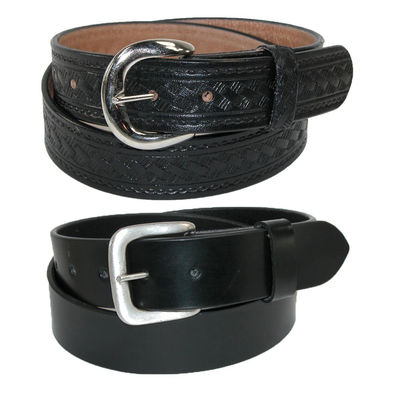 CTM Men's Leather Removable Buckle Belts (Pack of 2)
