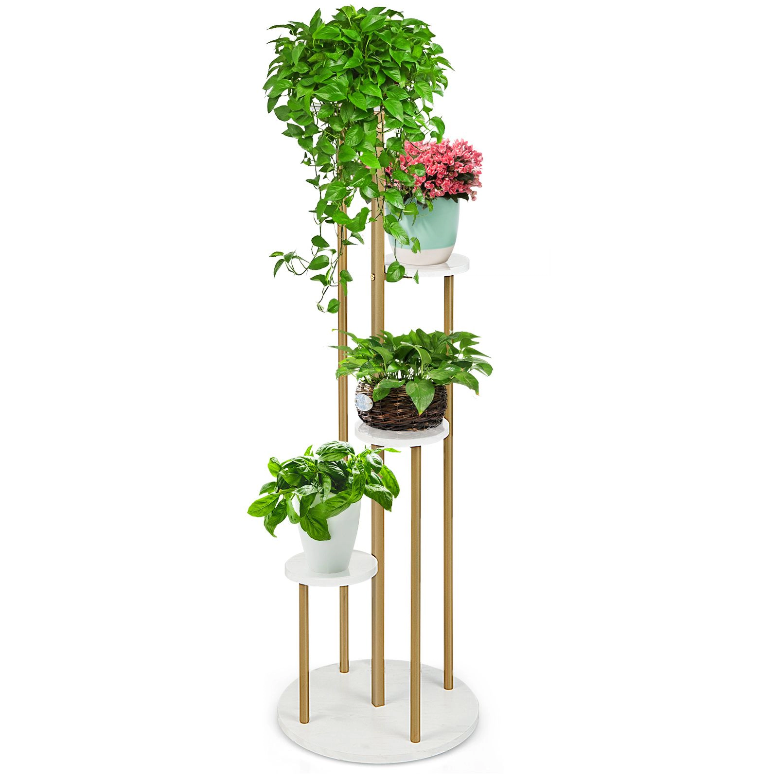 SlickBlue Unisex 48.5 Inch 4-Tier Indoor Plant Stand with MDF Shelves