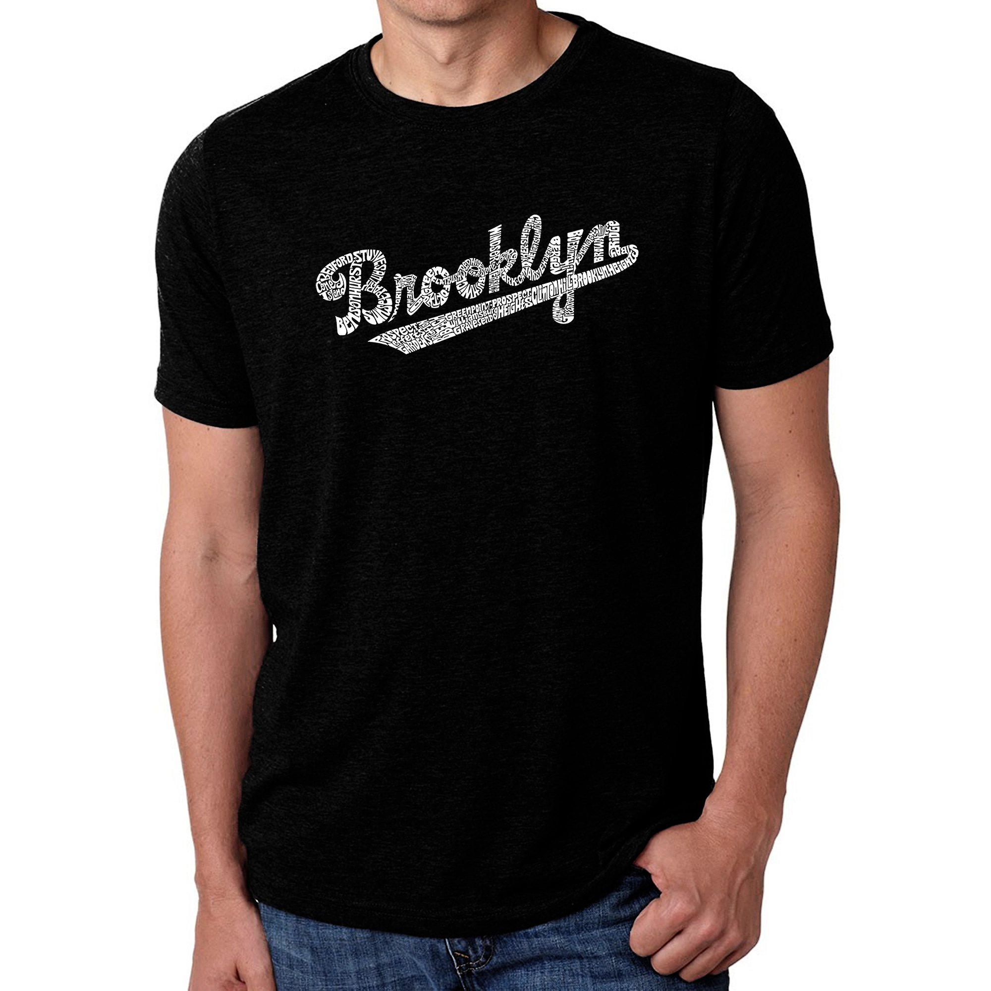 LOS ANGELES POP Art Men’s Cotton/Poly Word T‑Shirt - Brooklyn Neighborhoods