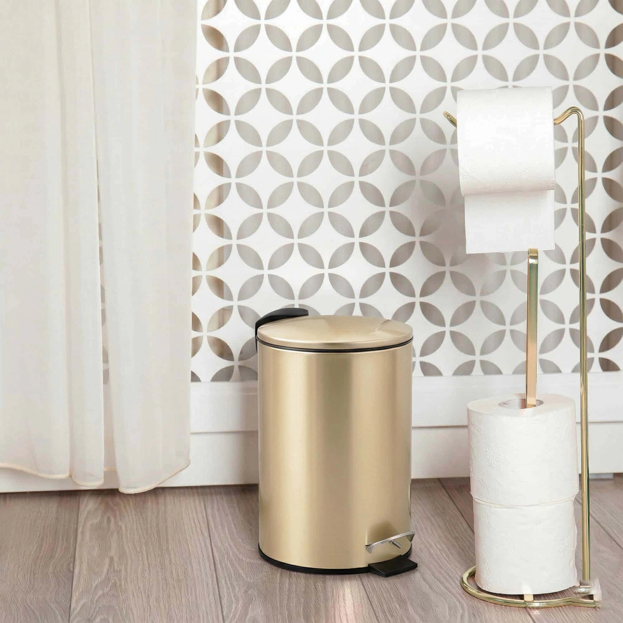 Evideco French Home Goods Brushed Gold 3 L Soft-Close Pedal Trash Can