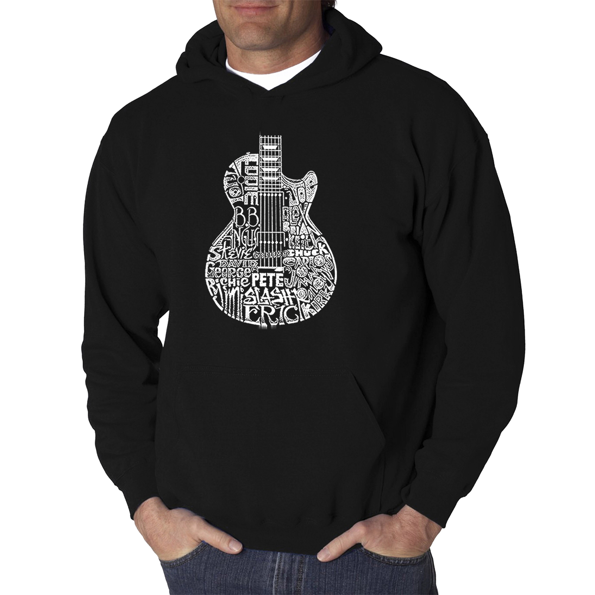 LA Pop Art Rock Guitar Head - Men's Word Hooded Sweatshirt