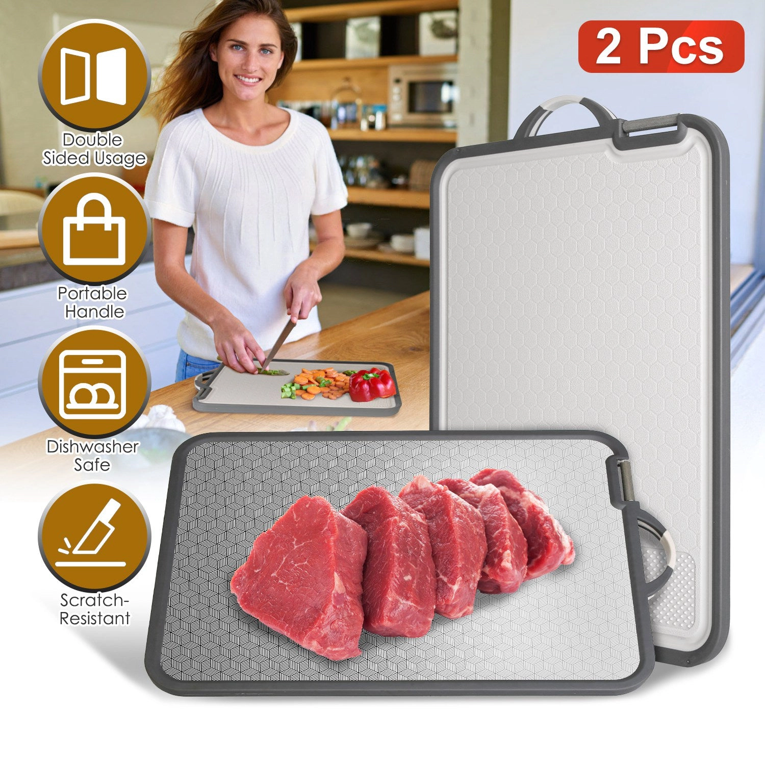 GBruno 2-Piece Double-Sided Cutting Board Set