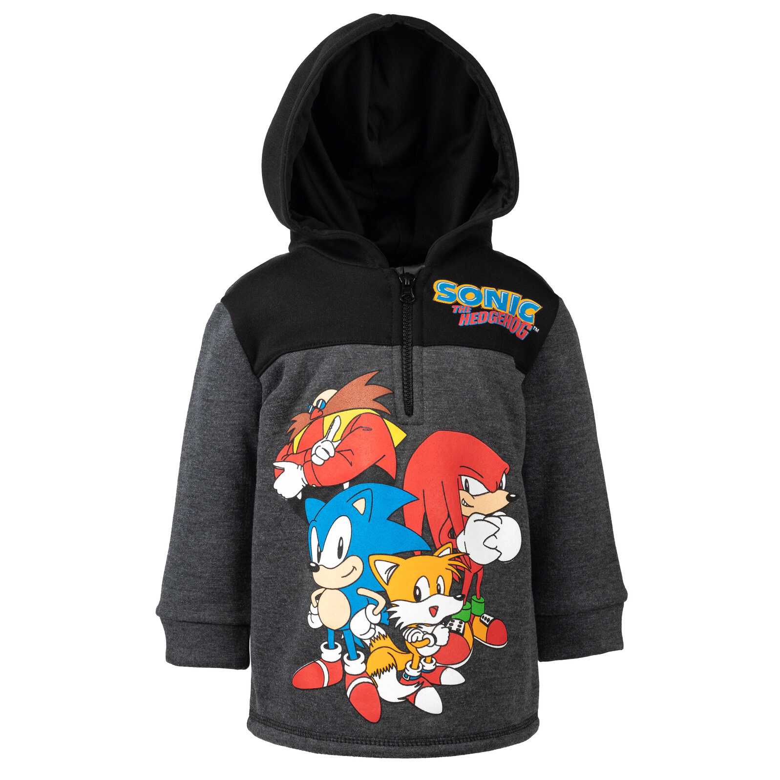 SEGA Sonic the Hedgehog Boys' Fleece Quarter-Zip Hooded Sweatshirt