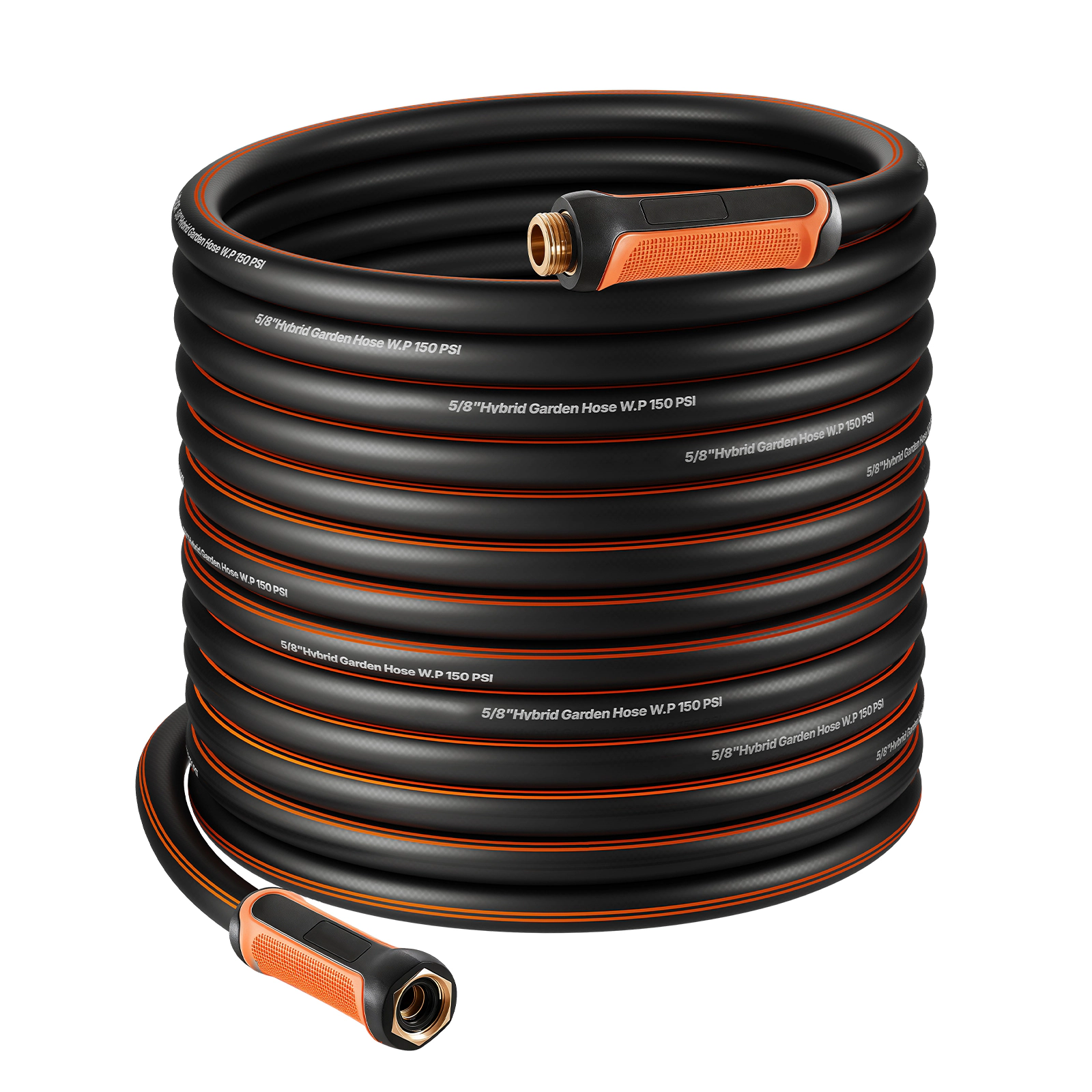 HONGGE 100 ft Heavy Duty Rubber Garden Hose, 5/8 in Kink-Free, 150 PSI Working / 600 PSI Burst, 3/4 in Fitting