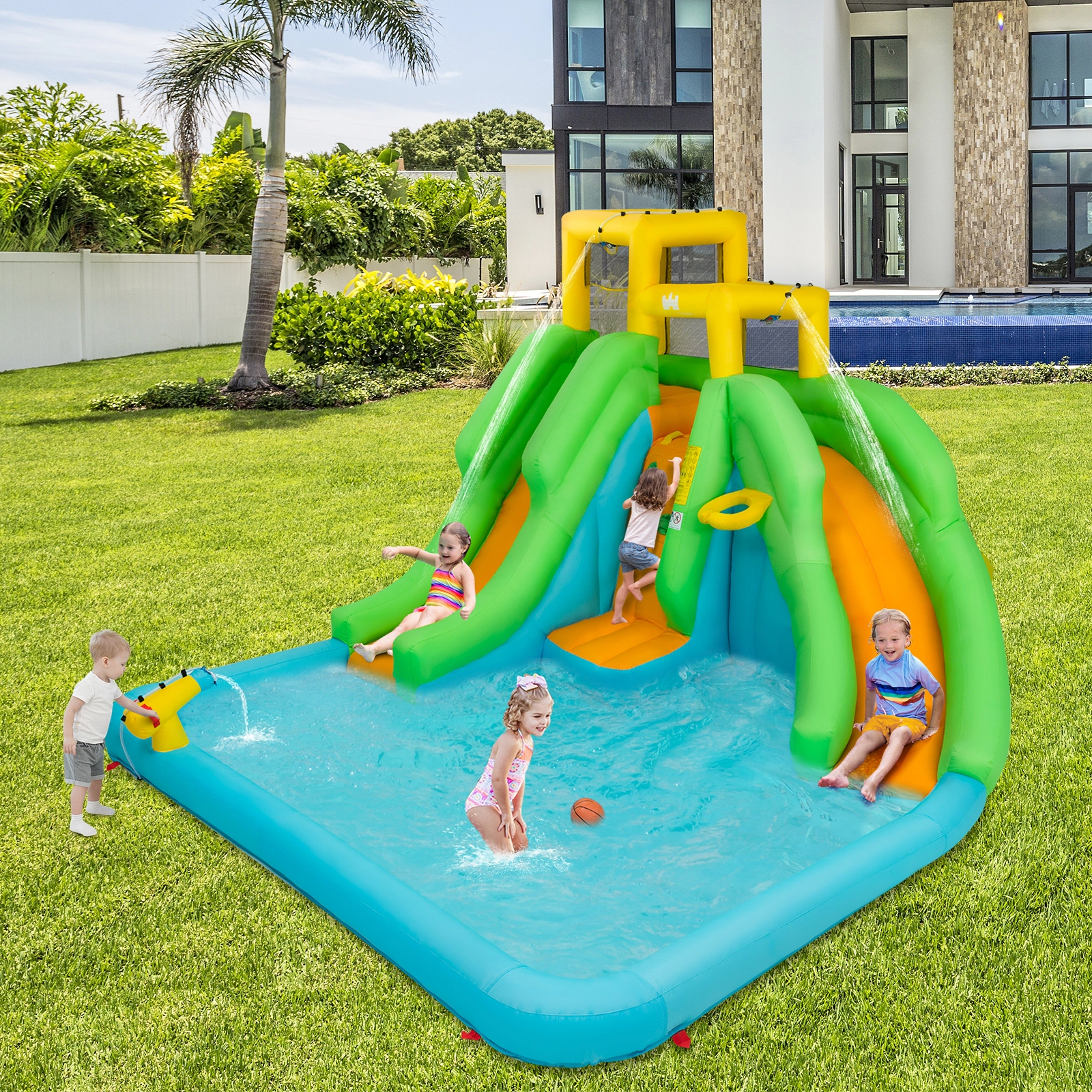 Hivvago Kids Inflatable Water Park Bounce House with 480W Blower