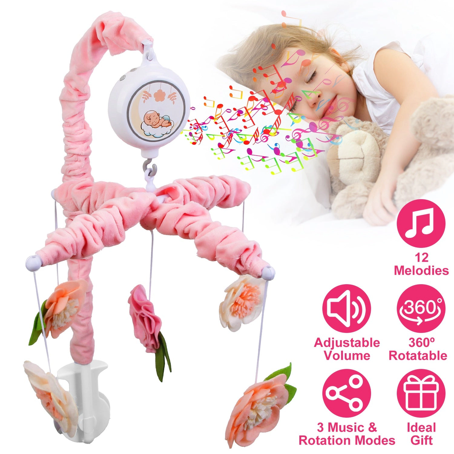 GBruno Kids' Kids' Musical Crib Mobile With Flower Rattles