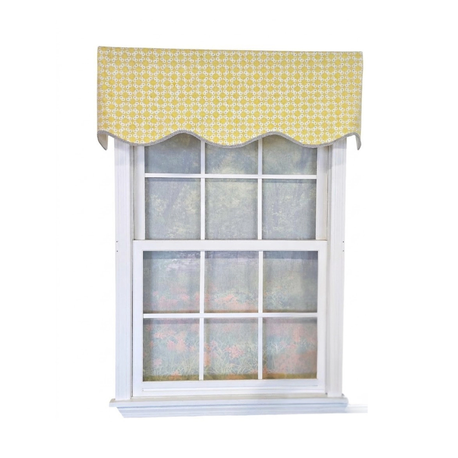 RLF Home Blast Trimmed Provance Window Valance 100% Cotton Lined Rod Pocket 50" x 17" Yellow