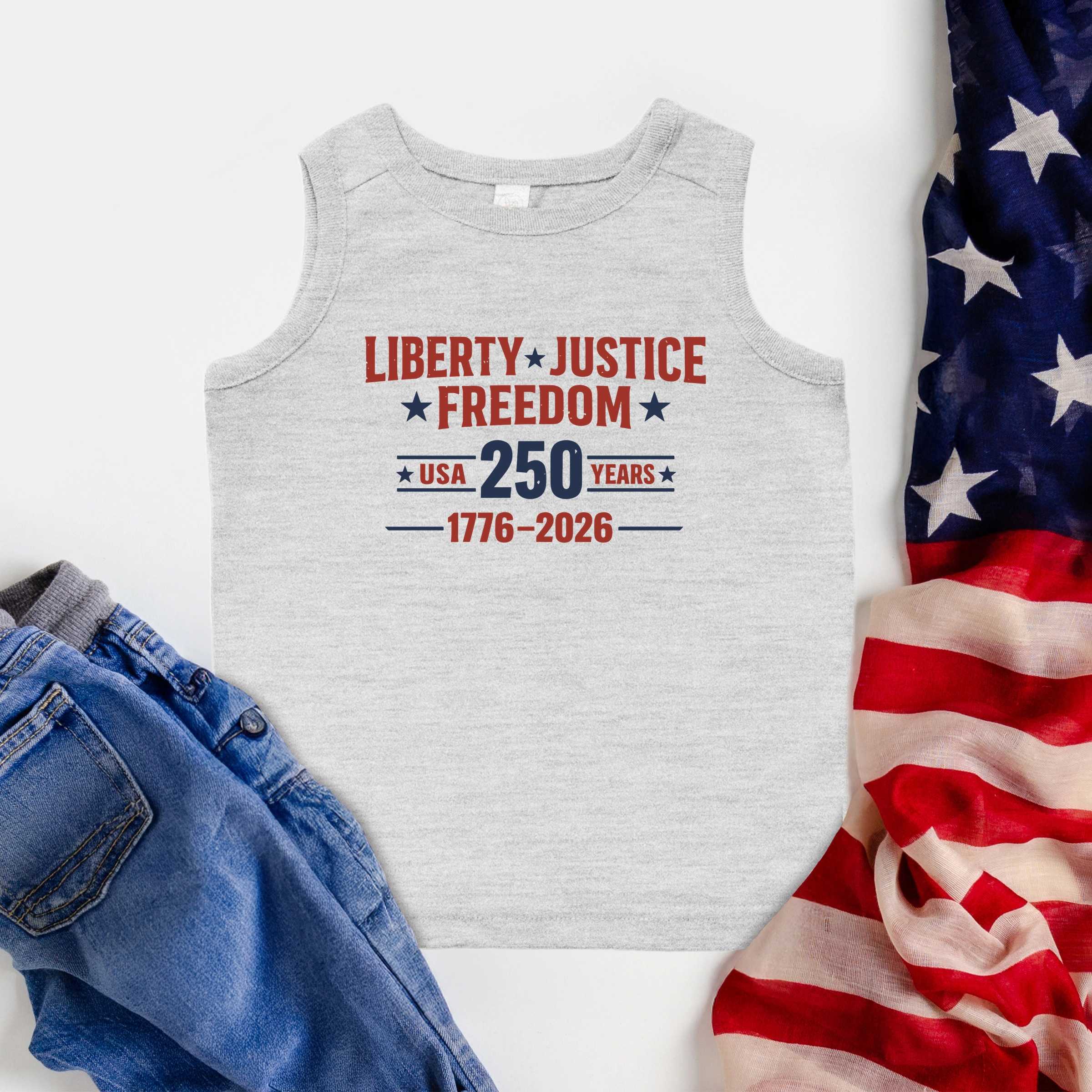 The Juniper Shop - Liberty Justice Freedom 250 Year Toddler Graphic Tank