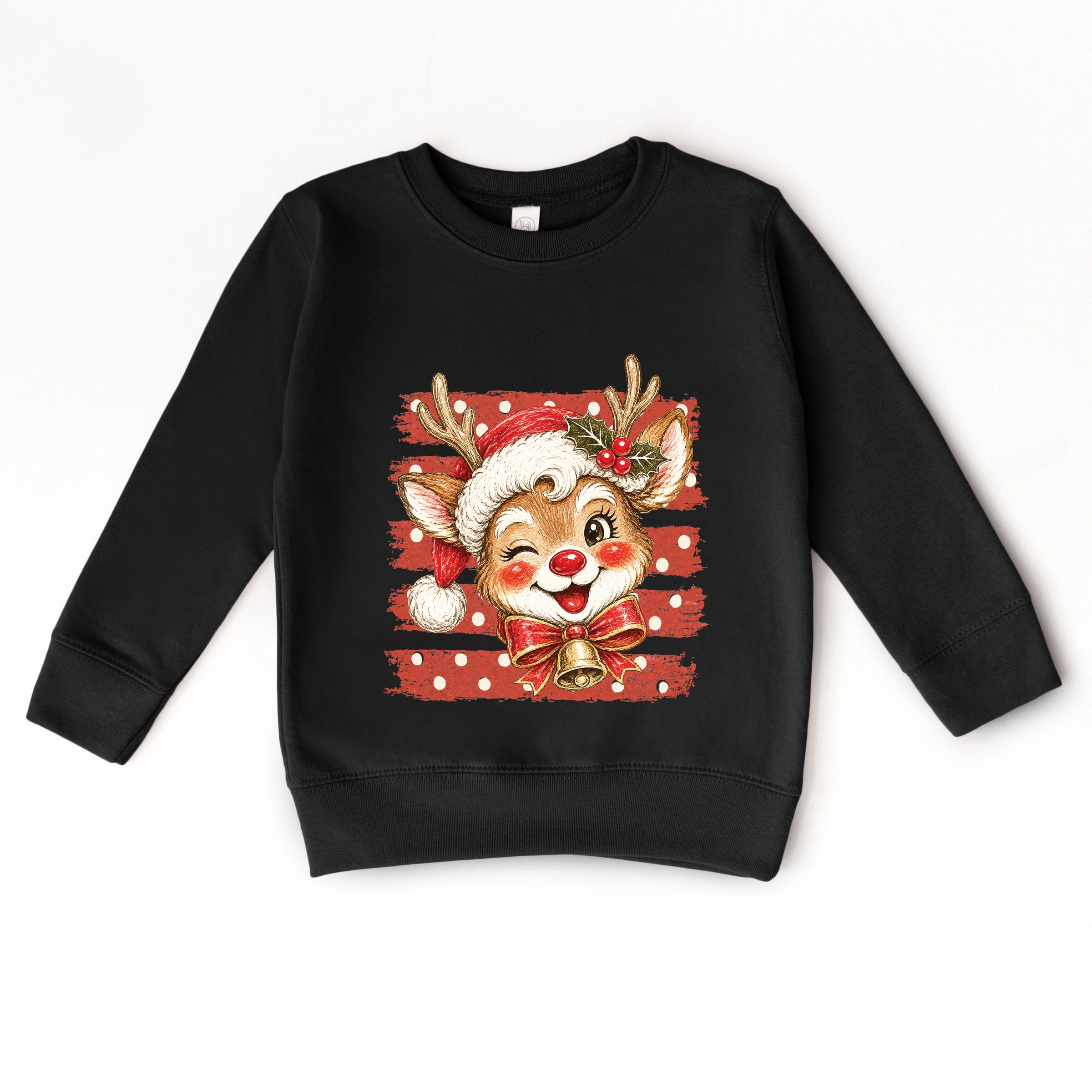 The Juniper Shop - Toddler Graphic Sweatshirt Reindeer Stripes and Polka Dots