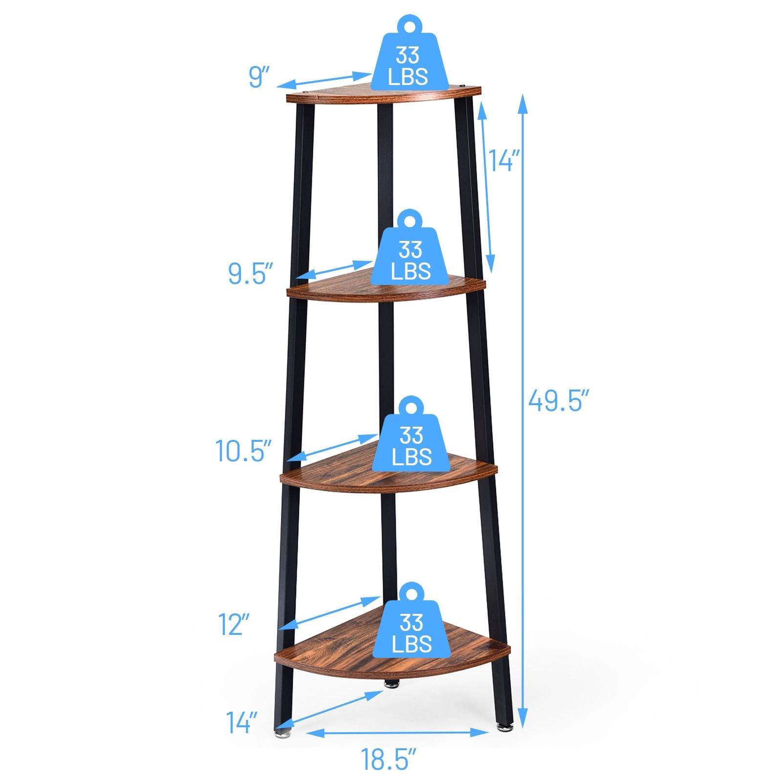 SlickBlue Modern 4-Tier Ladder Corner Shelf with Open Storage