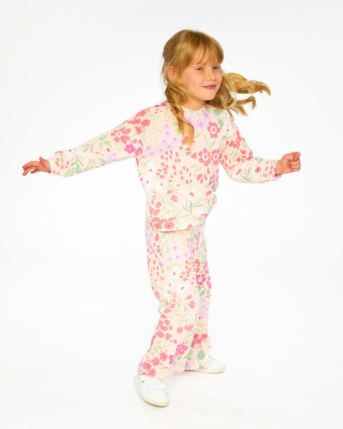 Deux par Deux Girls French Terry Pants Printed Flowers