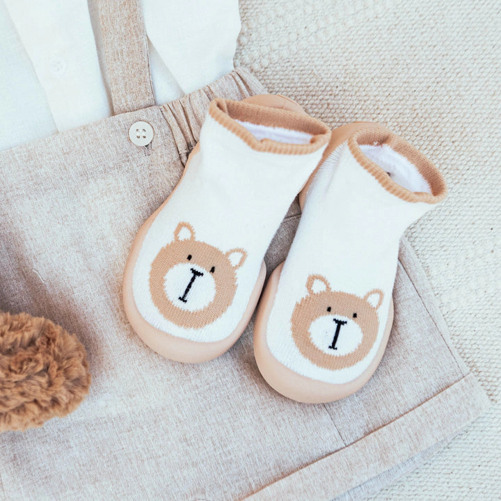 Komuello Toddler Girl Boy First Walk Sock Shoes Mini Bear