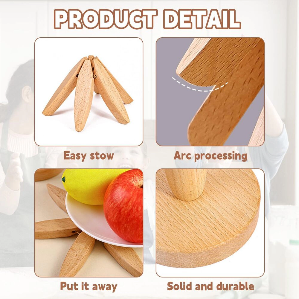 Toynee Starks Unisex Tree Shape Wooden Trivet Set with Stand Beech Wood