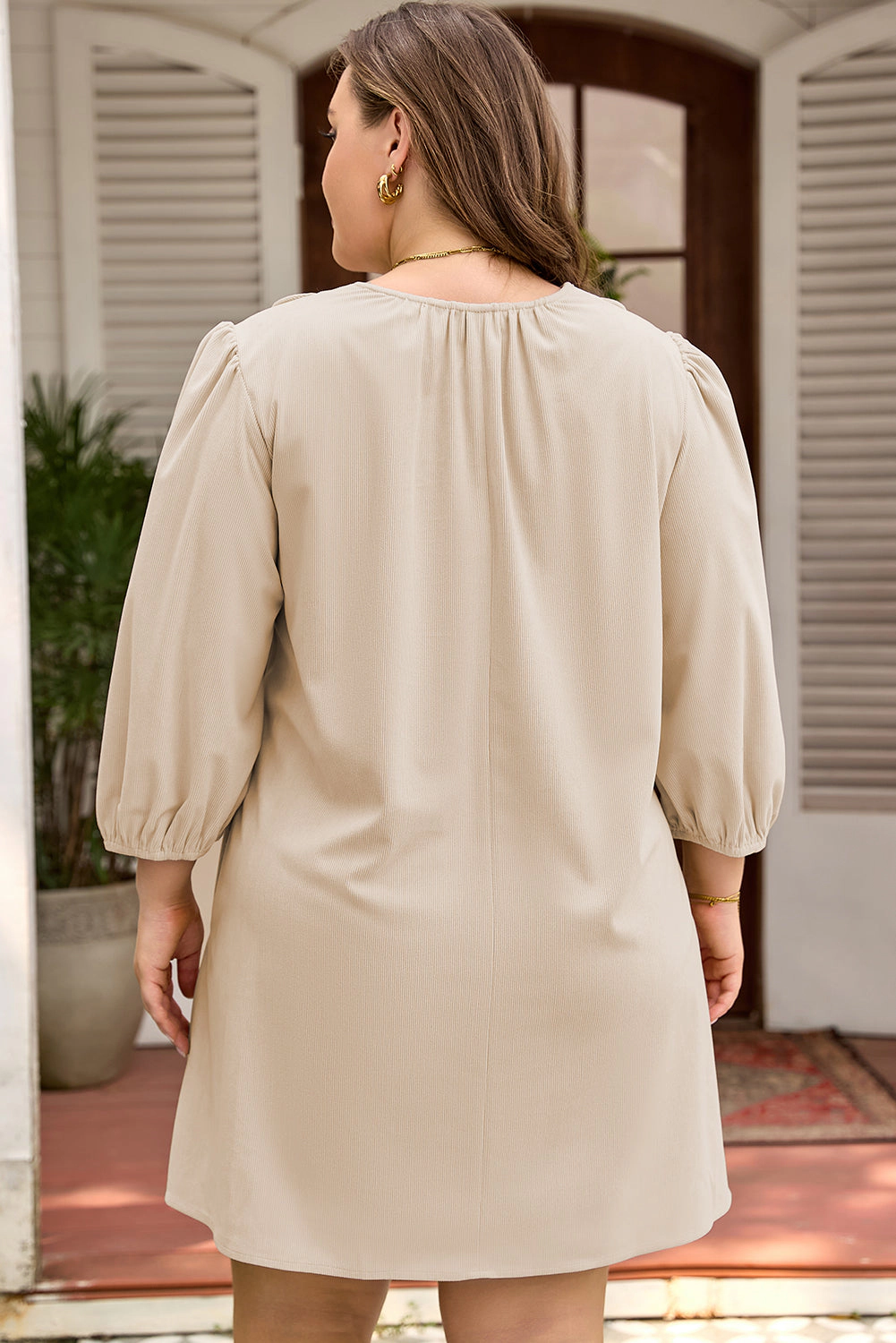 Threaded Pear Women's Mila Scallop Detail Mini PLUS Dress