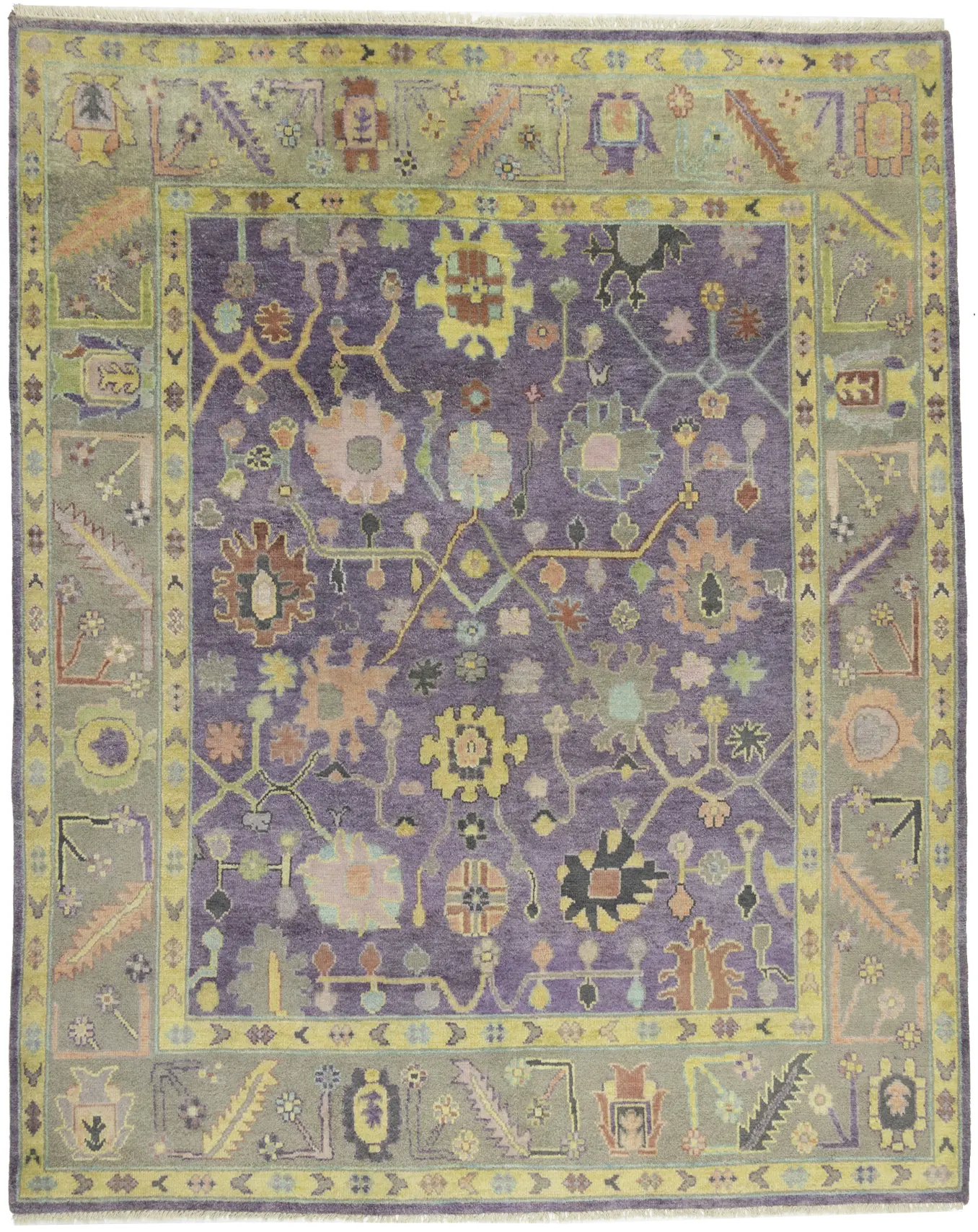 Magic Rugs 8'1 X 10'0 Floral Colorfast Hand Knotted Oushak Chobi Wool Rug