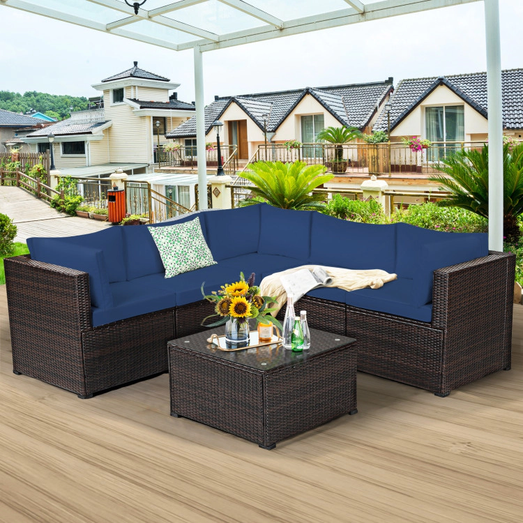 Hivvago 6 Pieces Patio Furniture Sofa Set With Cushions For Outdoor