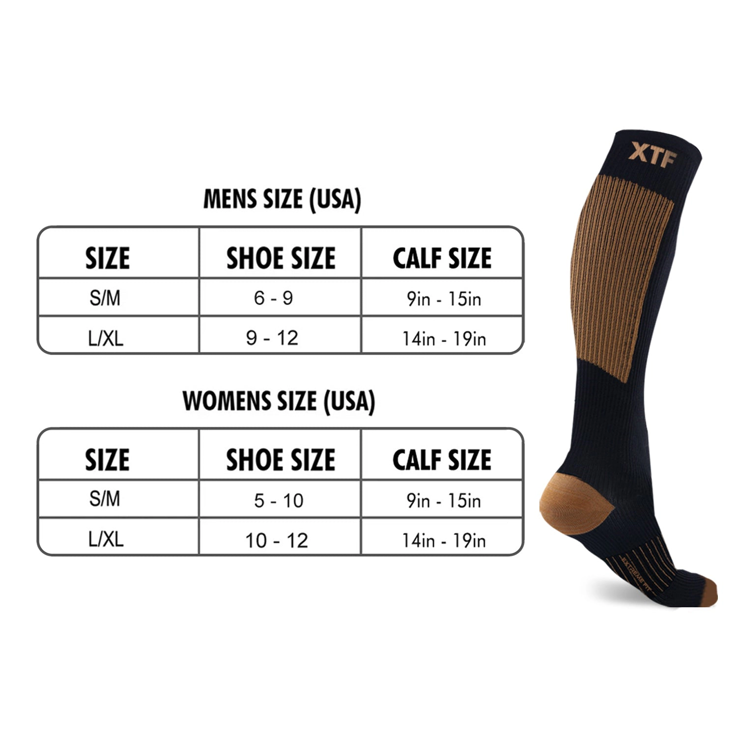 Extreme Fit Copper Compression Socks - 6 Pair