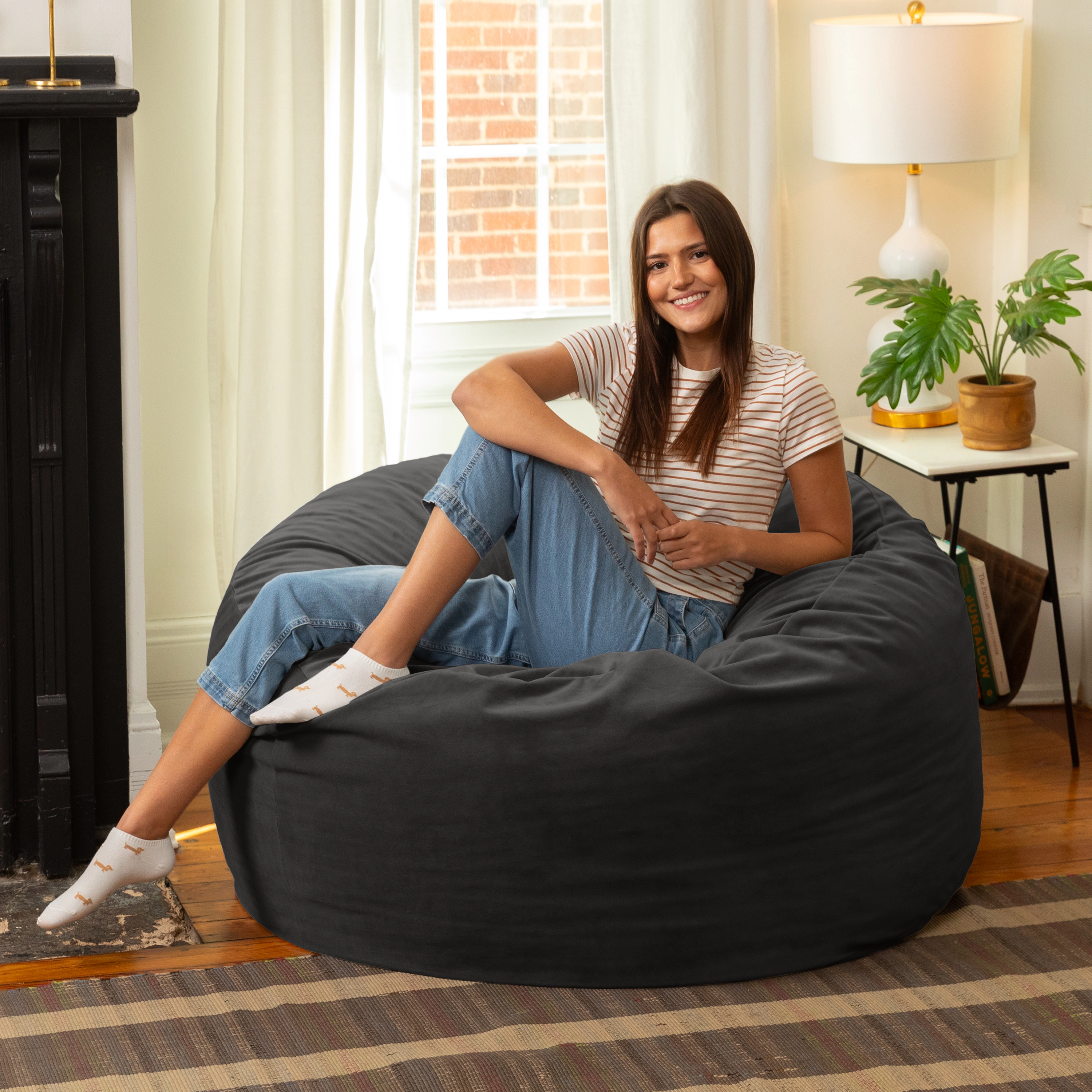 Jaxx 4 Foot Saxx - Large Round Bean Bag Chair for Adults