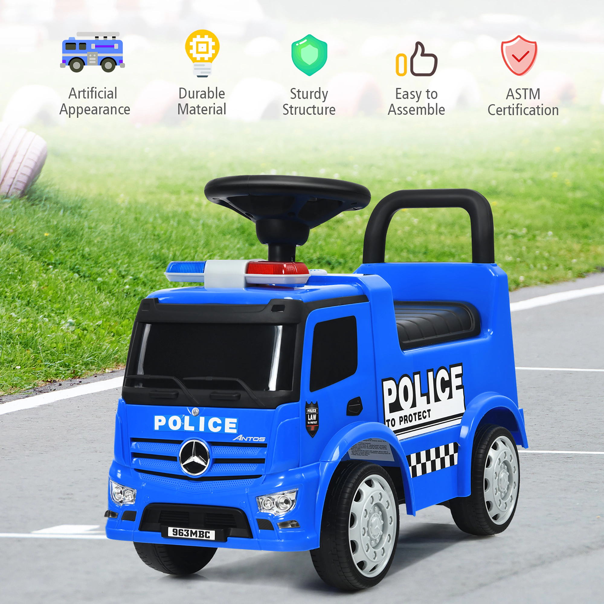 Costway Kids Ride On Fire Engine Licensed Mercedes Benz Push and Racer Red