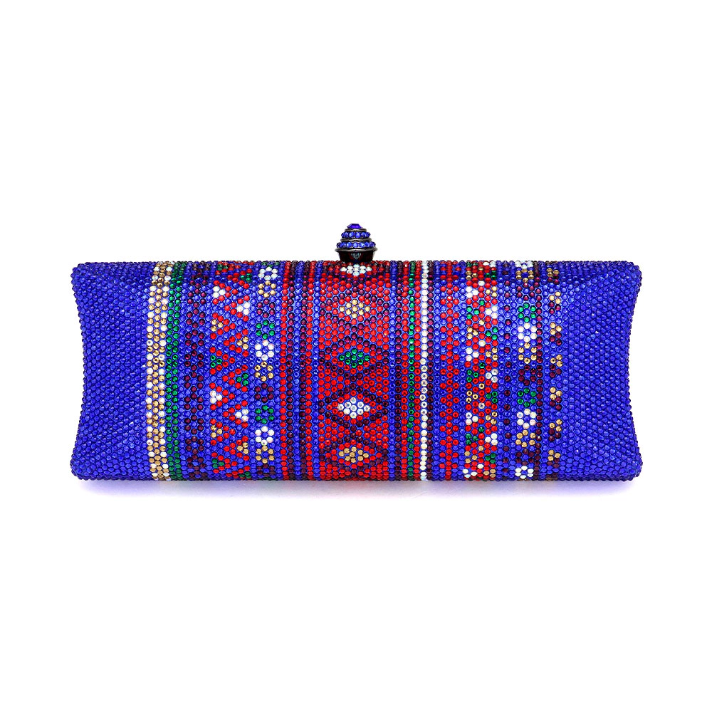FASHNZFAB Bling Aztec Print Evening Clutch Bag