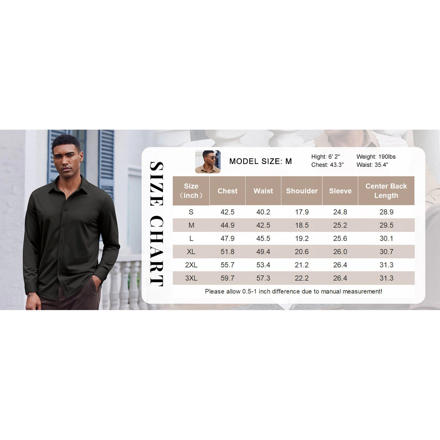 COOFANDY Mens Classic Long Sleeve Shirts Dressy Button Down Collared Casual Tops