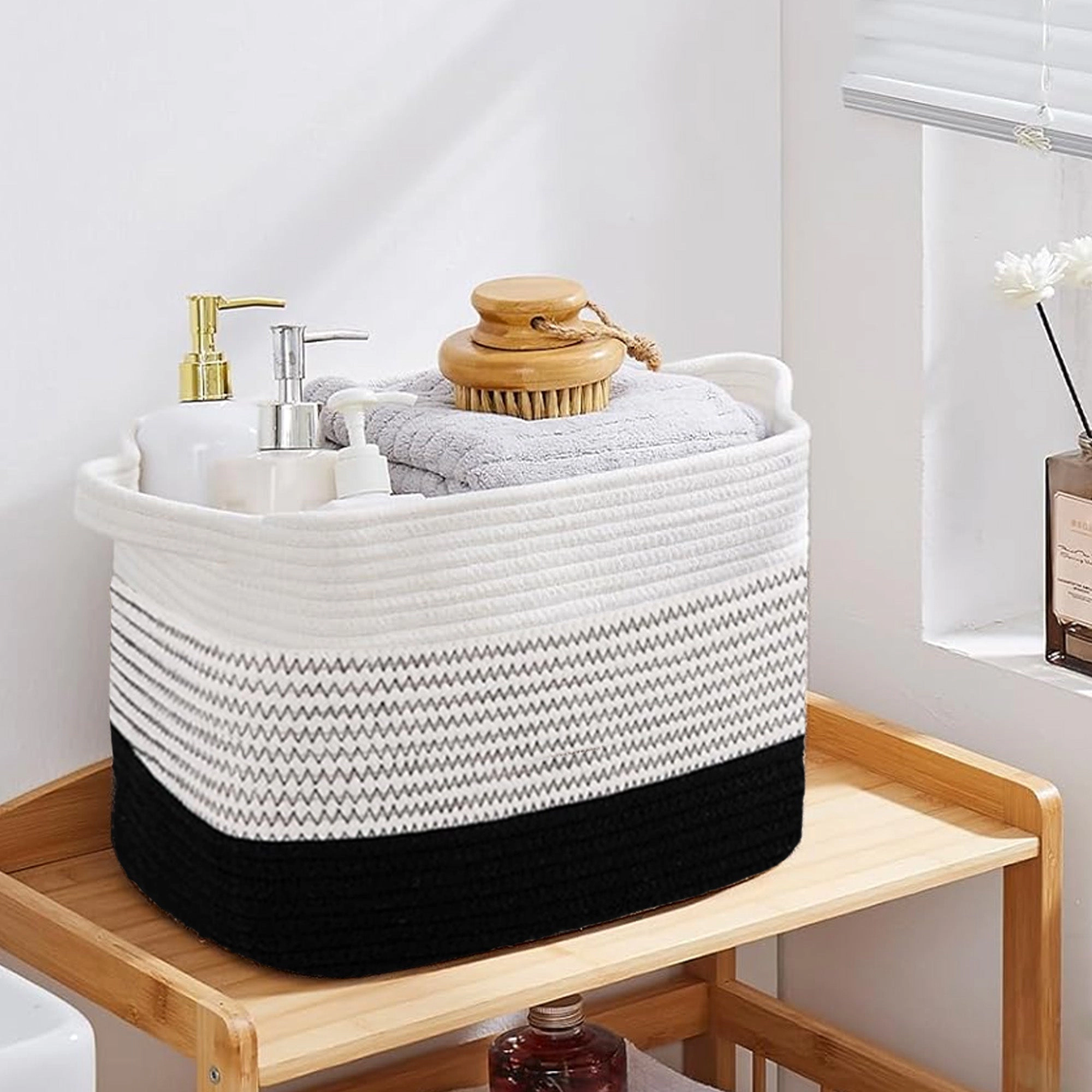 Cheer Collection 3-Pack Cotton Rope Storage Baskets – Soft for Home Kitchen Use