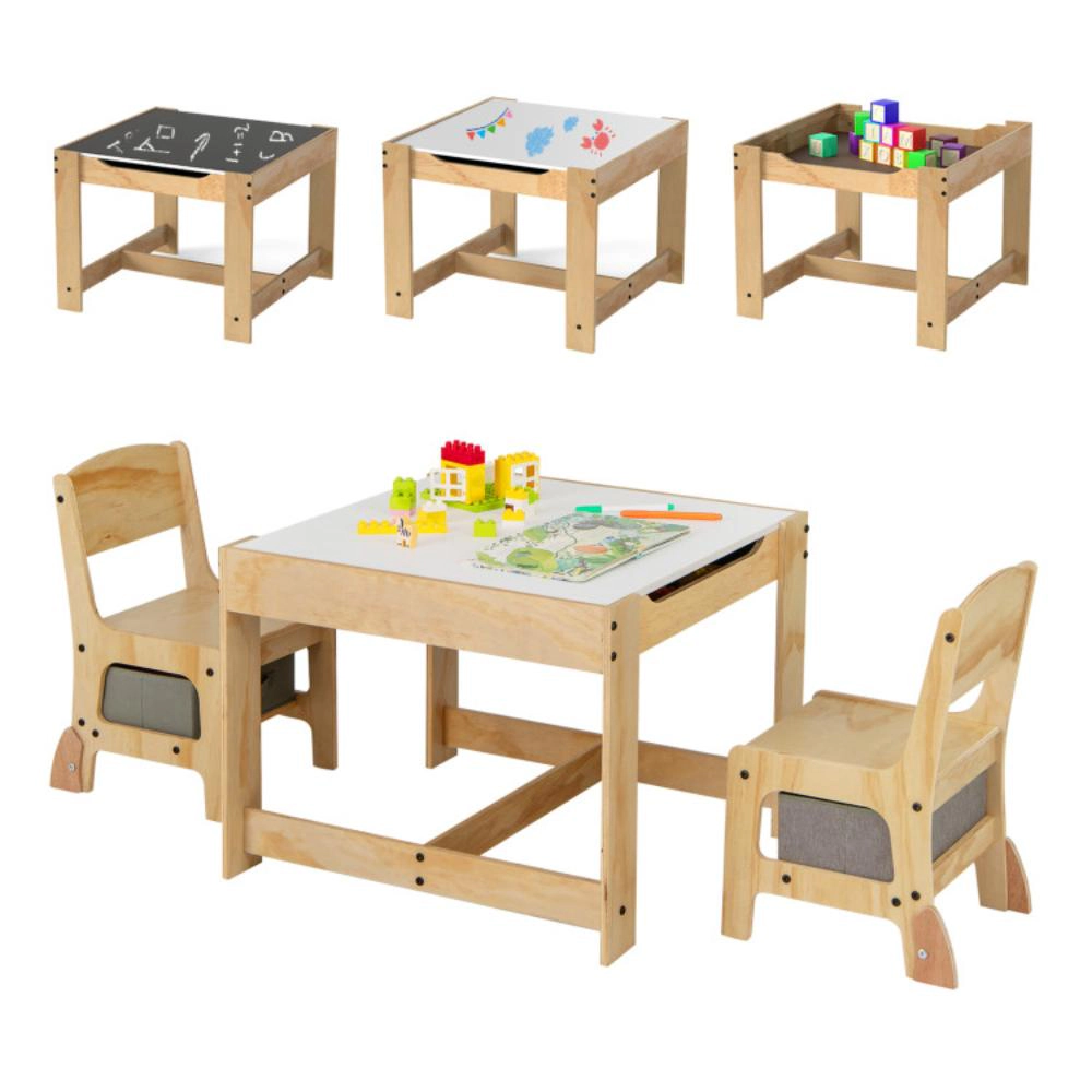 Hivvago 3 1 Kids Table And Chair Set With Removable Tabletop 2 Storage Drawers