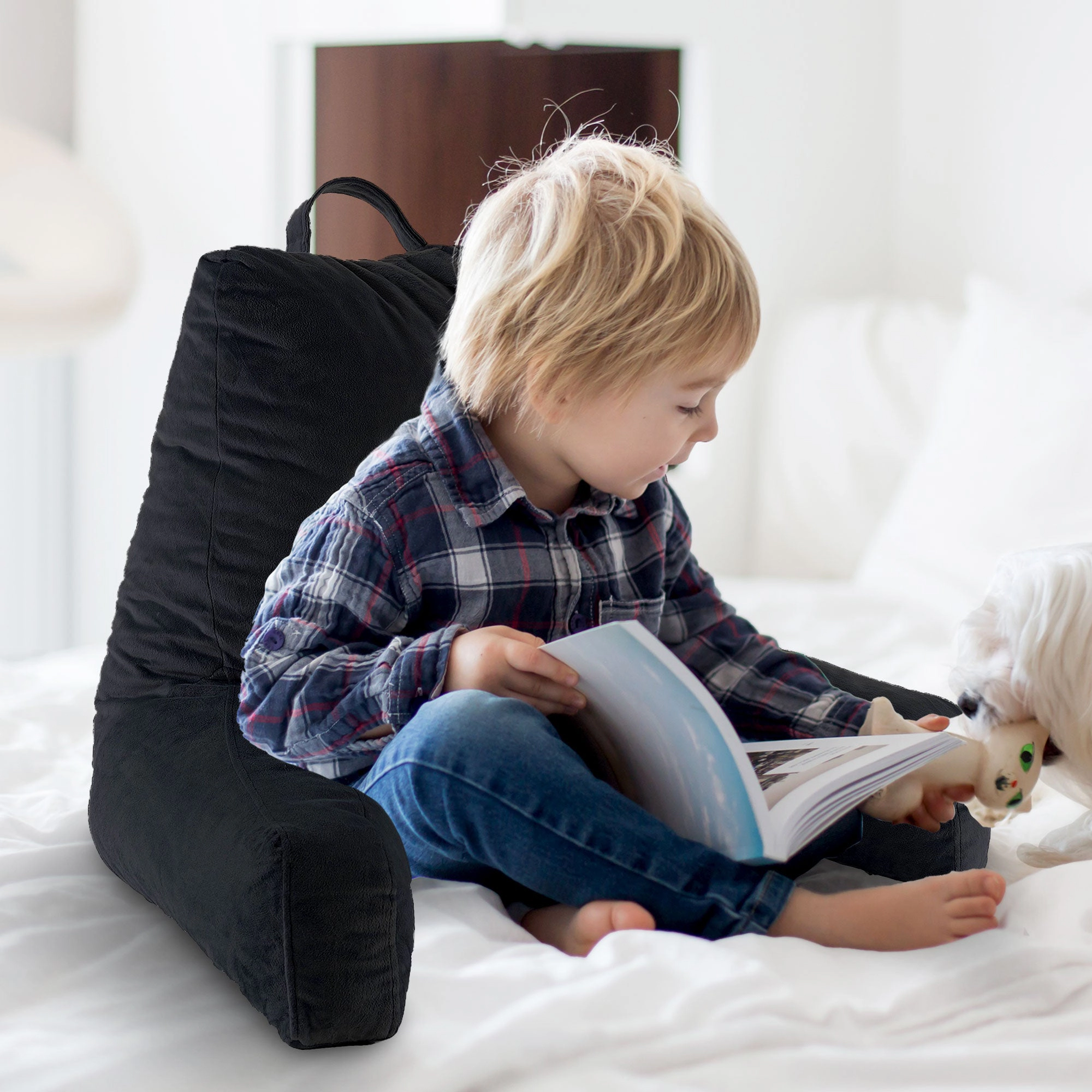 Cheer Collection Small Backrest Reading Pillow, Plush Fiber Filled TV Pillow