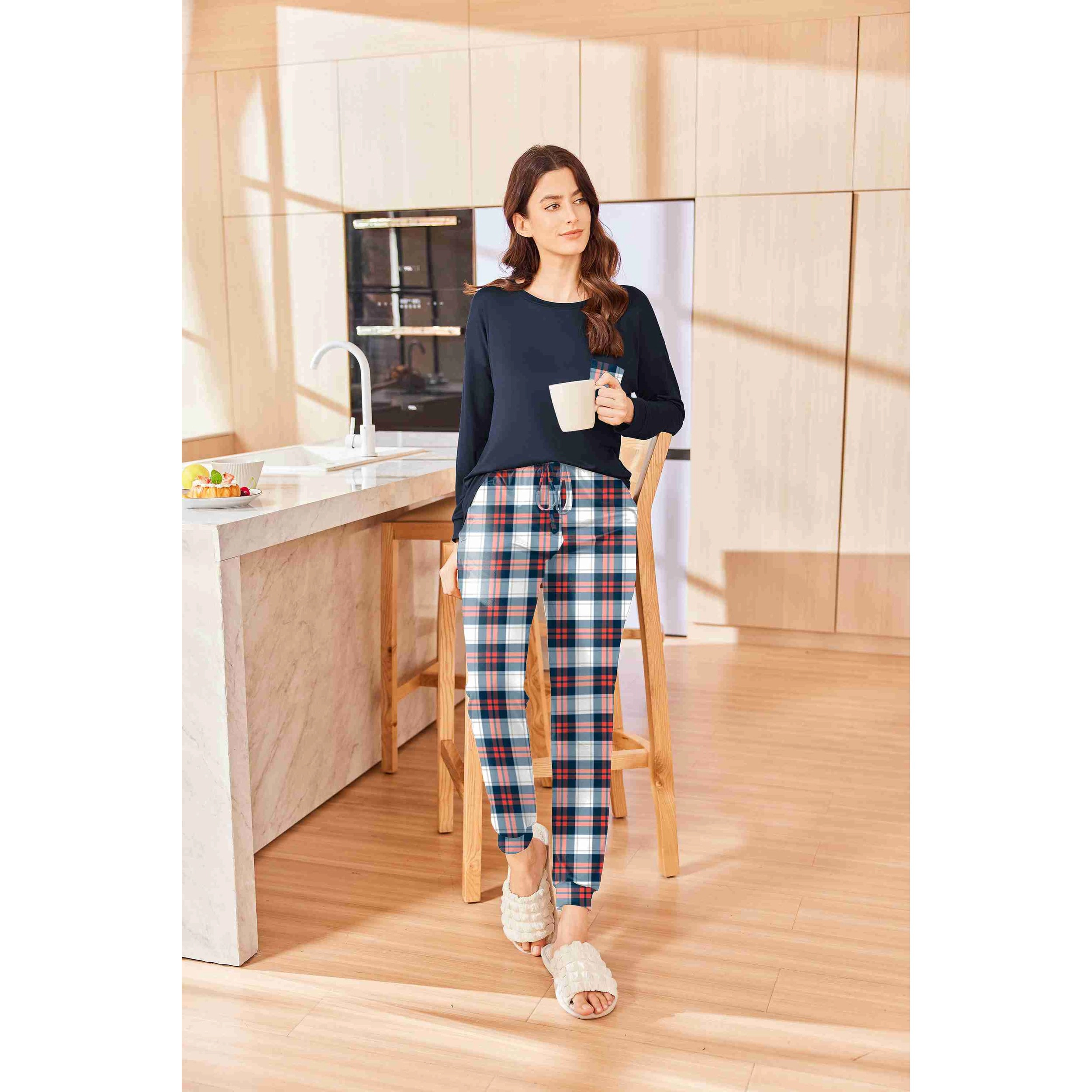 Ekouaer Womens Pajamas Set Long Sleeve Christmas Pajama Sets Lounge Set for Womens Joggers