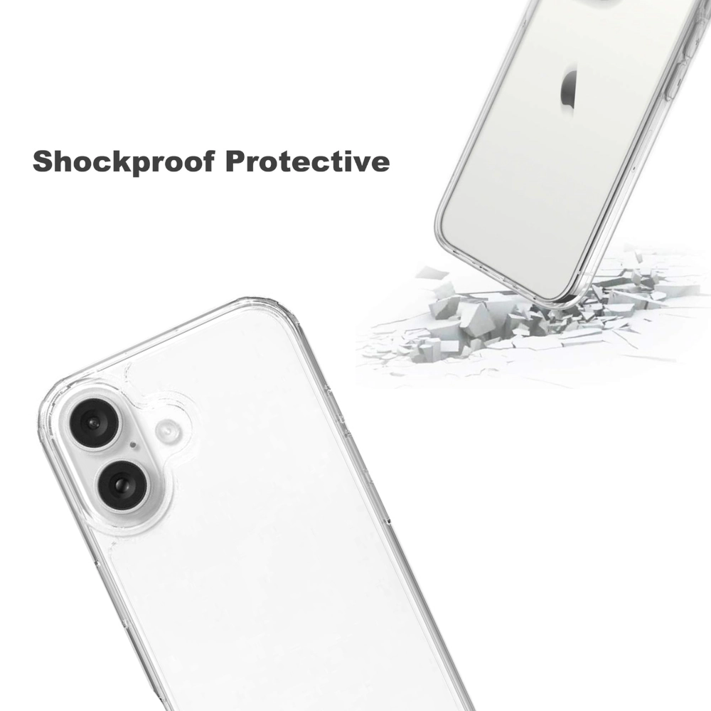 Qixxronics Transparent Case for iPhone 16 Plus Shockproof Phone Case Protective Cellphone Cover for iPhone 16 Plus