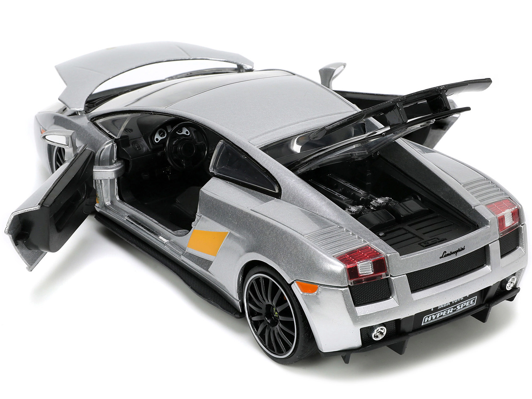 Jada Lamborghini Gallardo Superleggera Silver Metallic with Yellow Stripes "Hyper-Spec" Series 1/24 Diecast