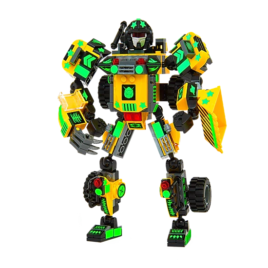 Robotryx Kids Zakarpian 3-in-1 Construction Robot Set - 238-Piece Yellow Warrior