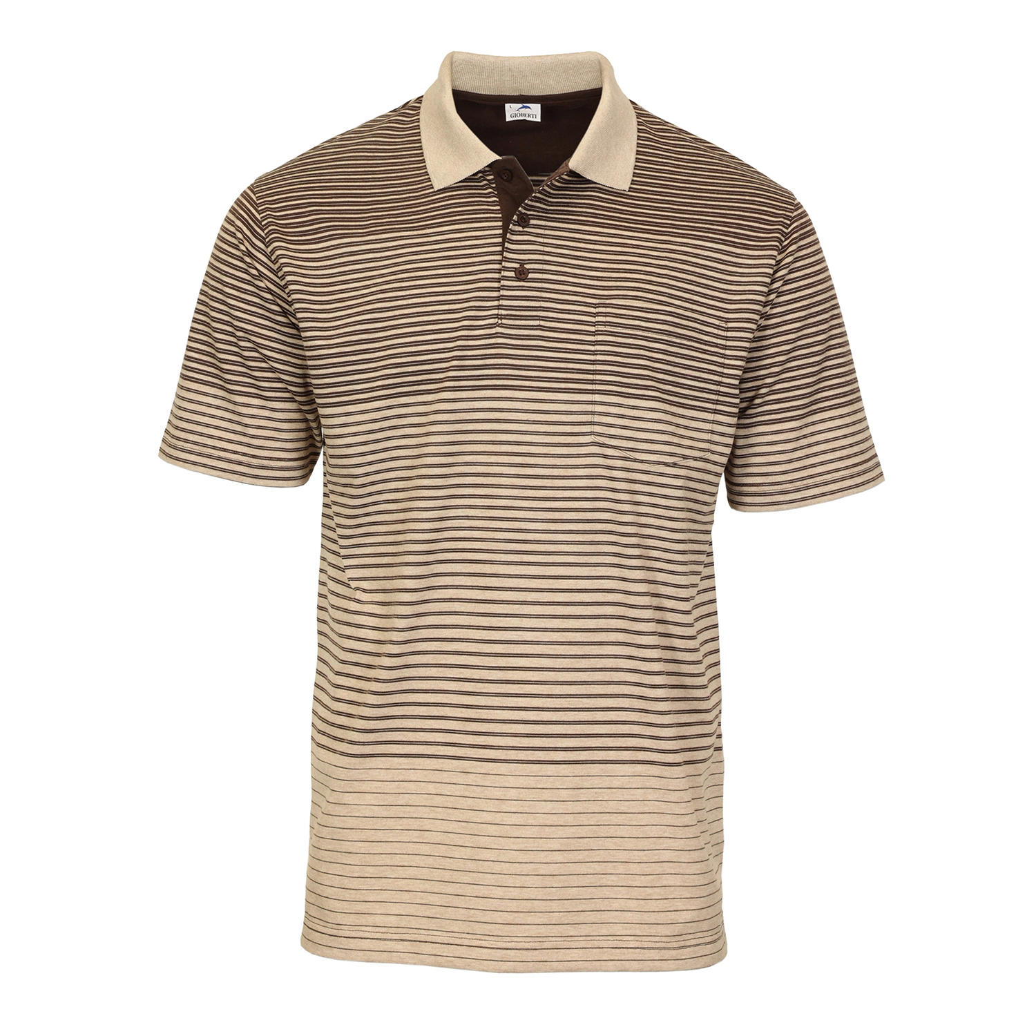 Gioberti Men's Pin Stripe Short Sleeve Polo w/ Chest Pocket
