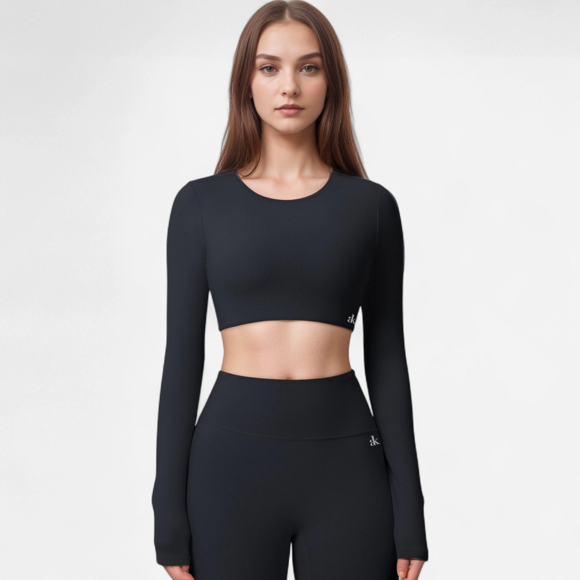 Anna-Kaci Women's Active Crop Top with Crew Neckline Seamless Stretch Fit and Thumbhole Cuffs
