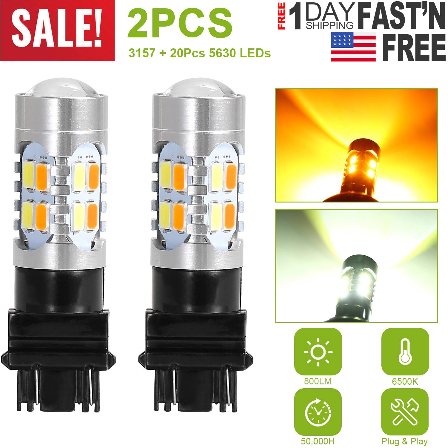 GBruno T25 3157 LED Turn Signal Light Bulbs Kit