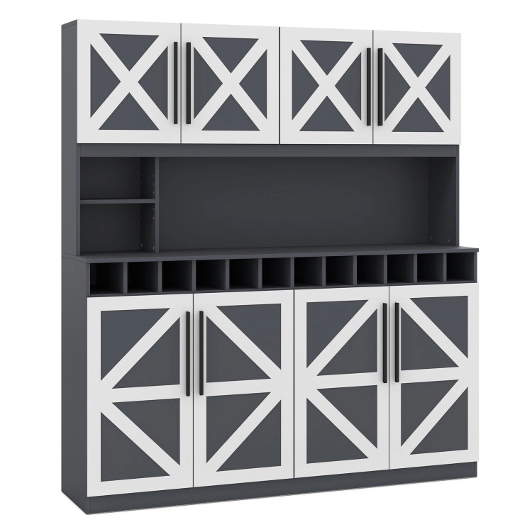 Hivvago 70 Inch Farmhouse Pantry Cabinet Kitchen Buffet Hutch With 4 Cabinets And 2 Open Shelves