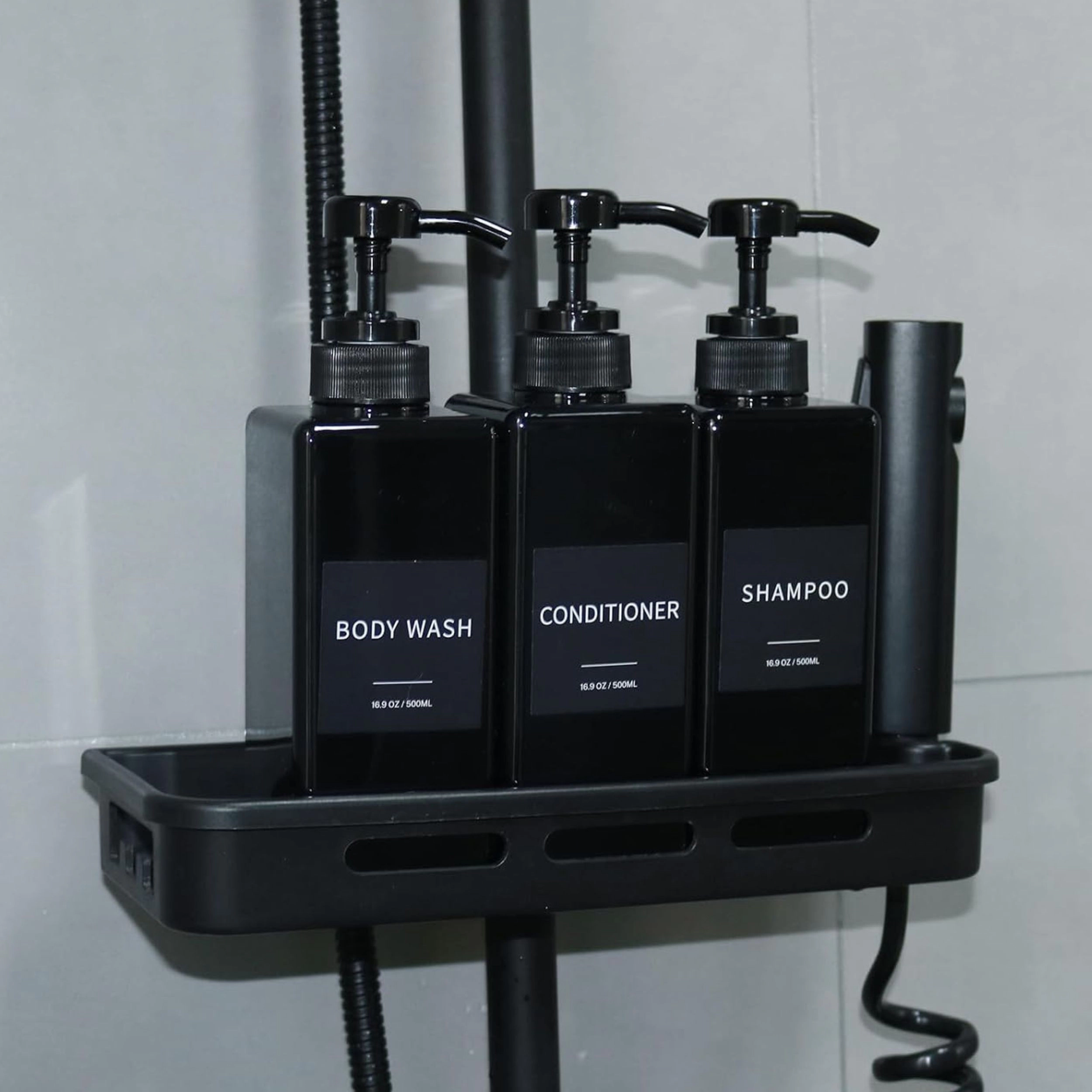 Stock Preferred Pack of 3 Shampoo Conditioner and Body Wash Pump Dispenser Set 16.9 Oz
