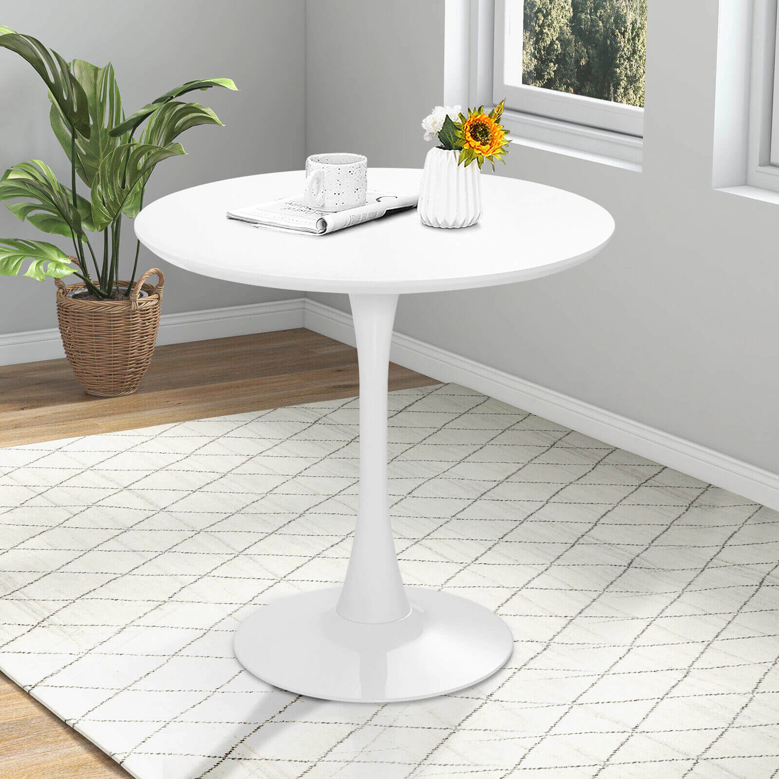 LJG 32 Inch Modern Tulip Round Dining Table with MDF Top