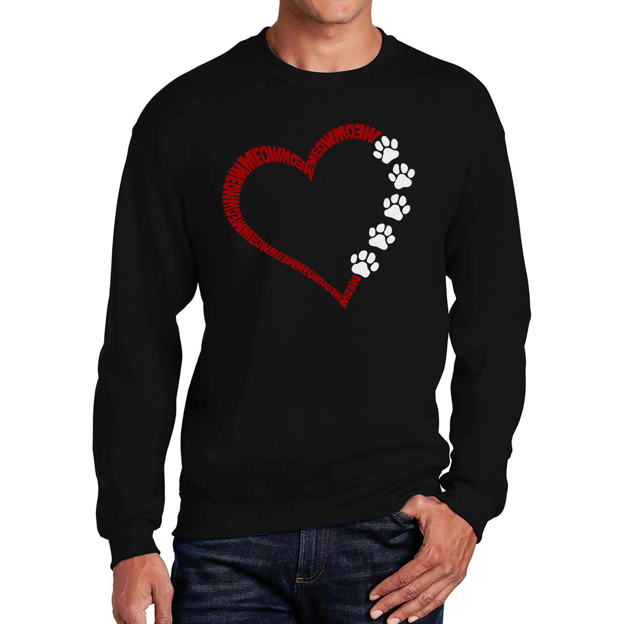 LA Pop Art Meow Heart - Men's Word Crew Sweatshirt