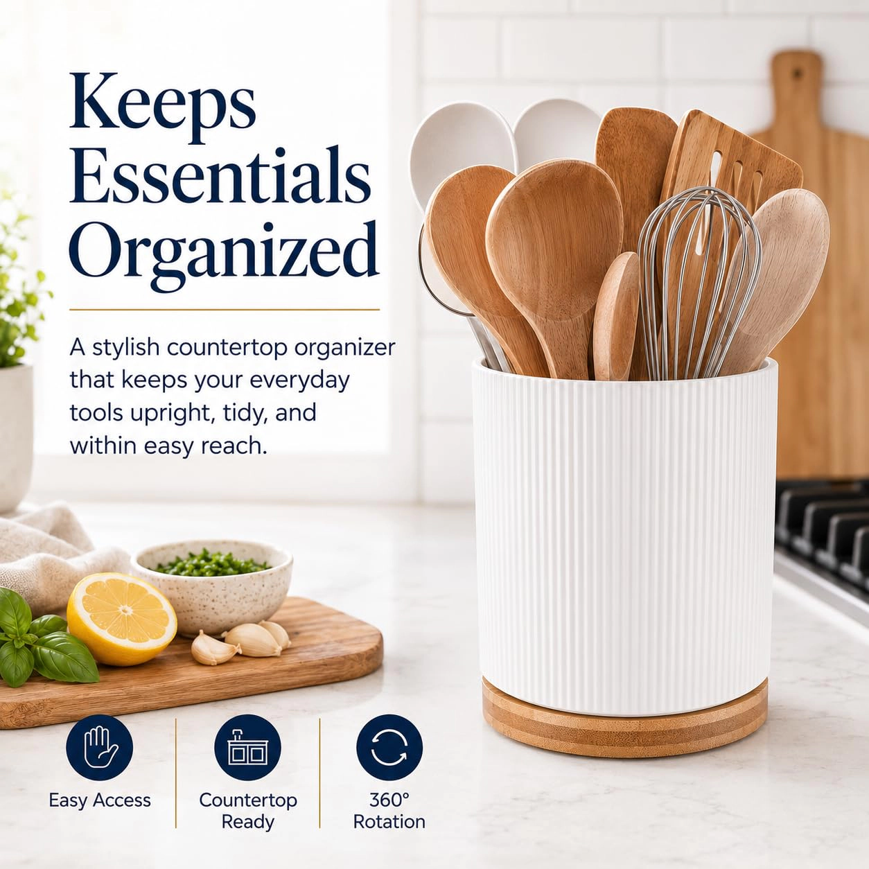 WZK 360 Rotating Ceramic for Chefs Kitchen Utensil Holder