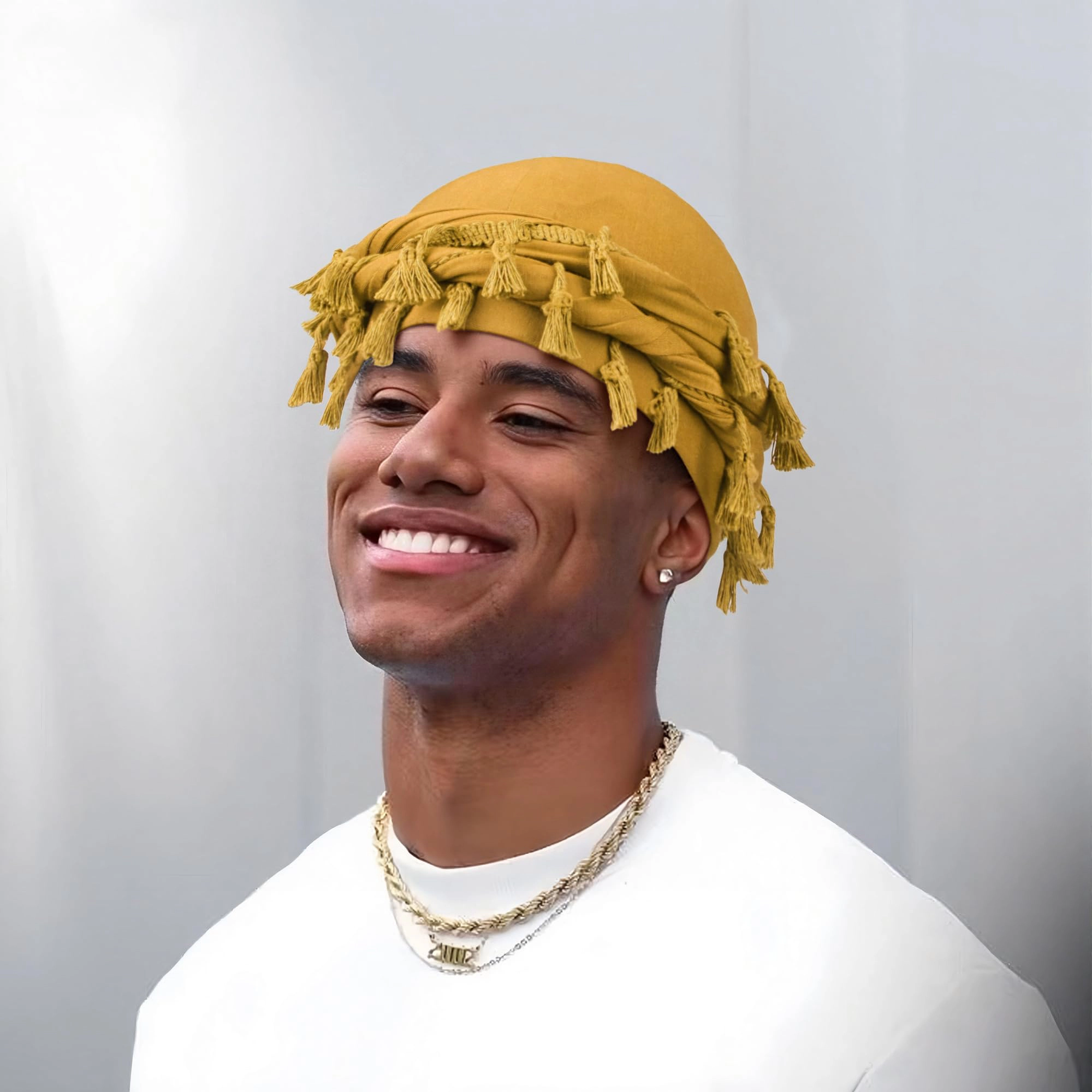 PIGFDK 6 Pack Satin Lined Turban For Men  Silky Pre-tied Head Wraps - Hair Protection Sleep Cap Waves Braids