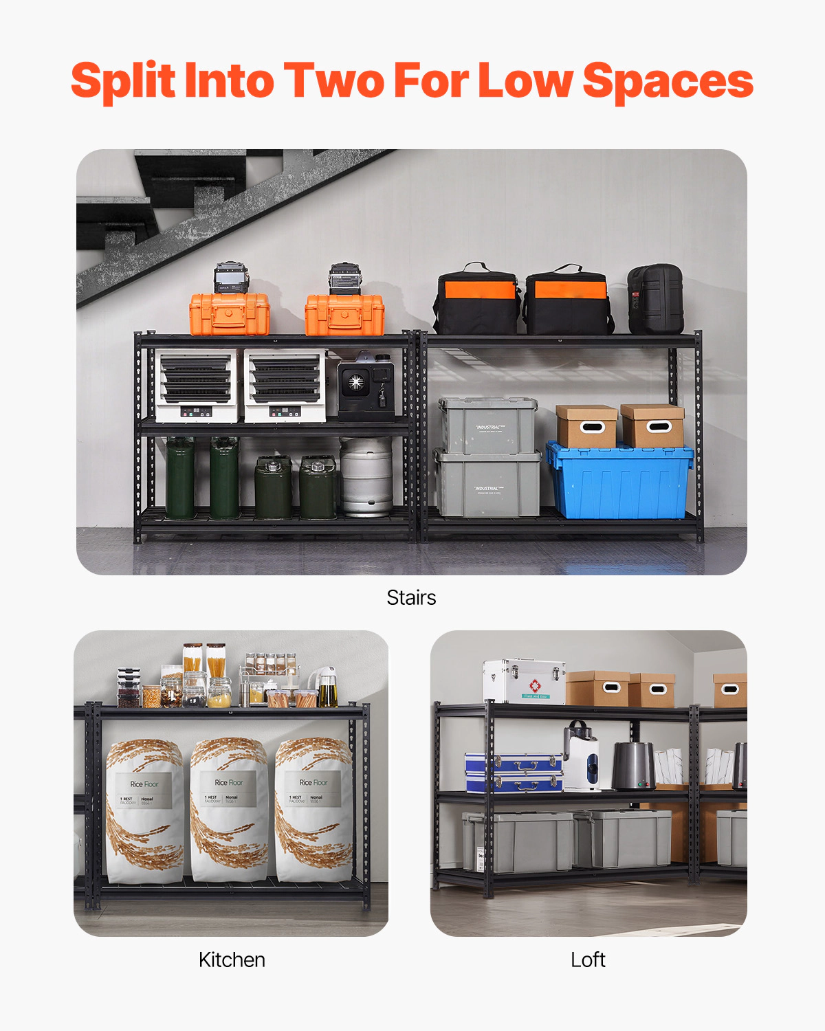 HONGGE Storage Shelves Heavy Duty Garage Shelving Adjustable Metal Shelves for Industrial Shelving Unit Utility Shelf