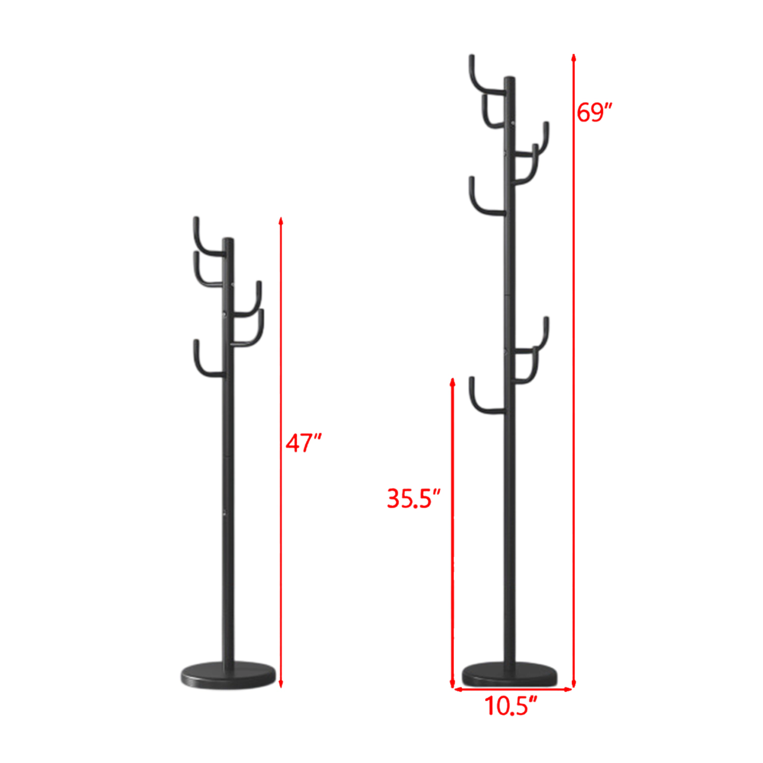 Hivvago Sturdy Metal Hall Tree With Weighted Base And Multiple Hooks