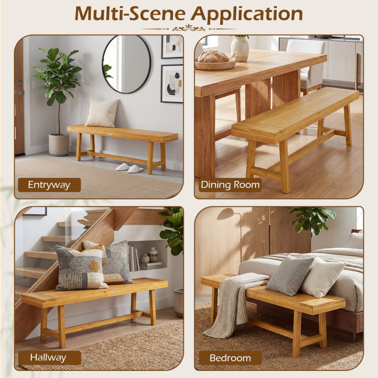 Hivvago 63 Inch Solid Wood Bench For Up To 3 People