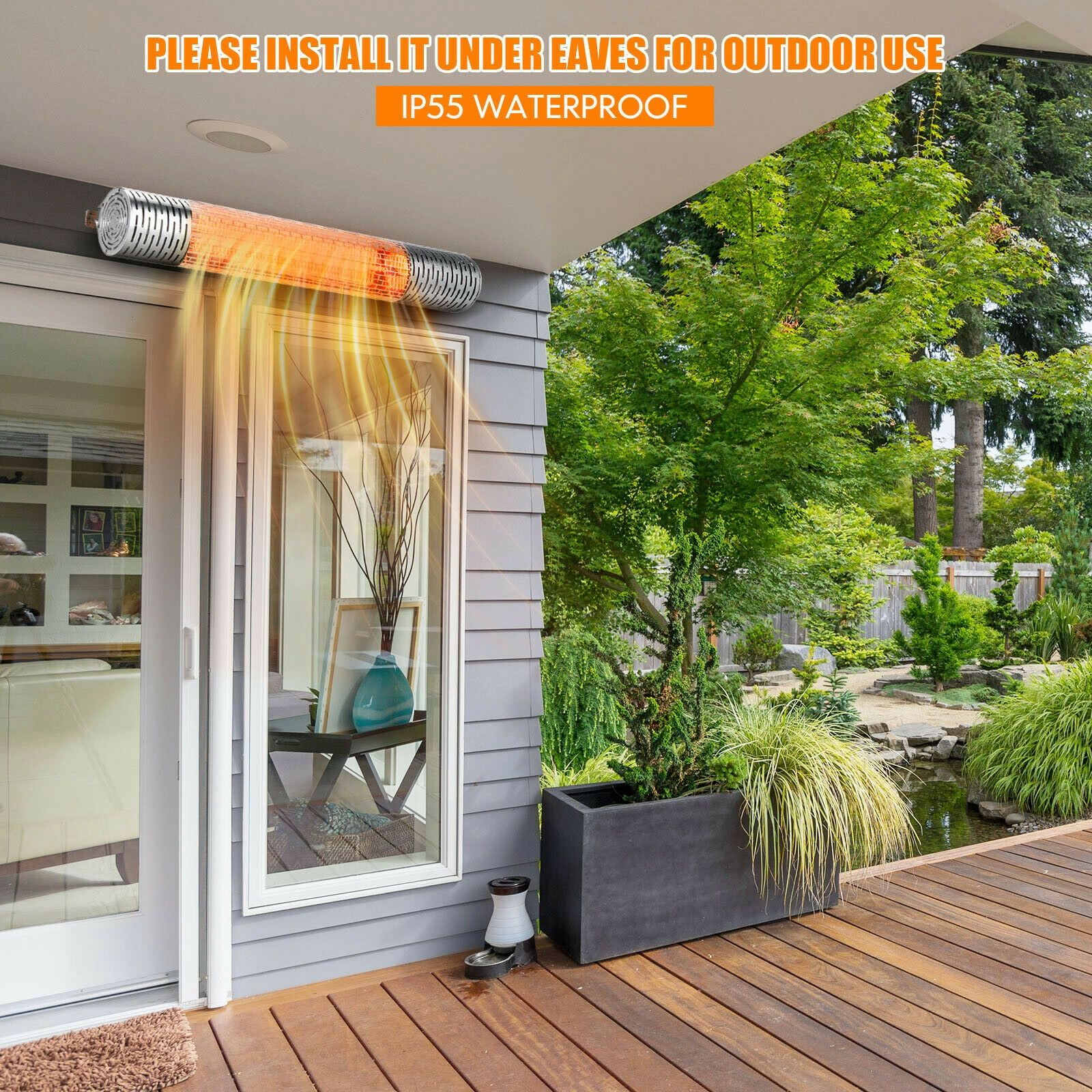 SlickBlue Outdoor Infrared Heater 1500W with Remote & Adjustable Angle
