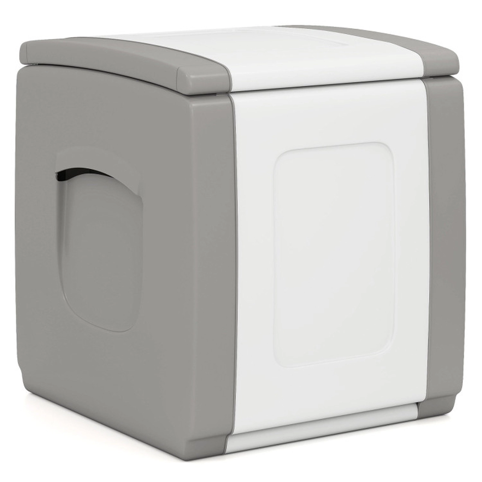 SUGIFT 27-Gallon Outdoor Deck Box with Lid 180-lb Capacity PP Storage Box Beige + White Gray + White