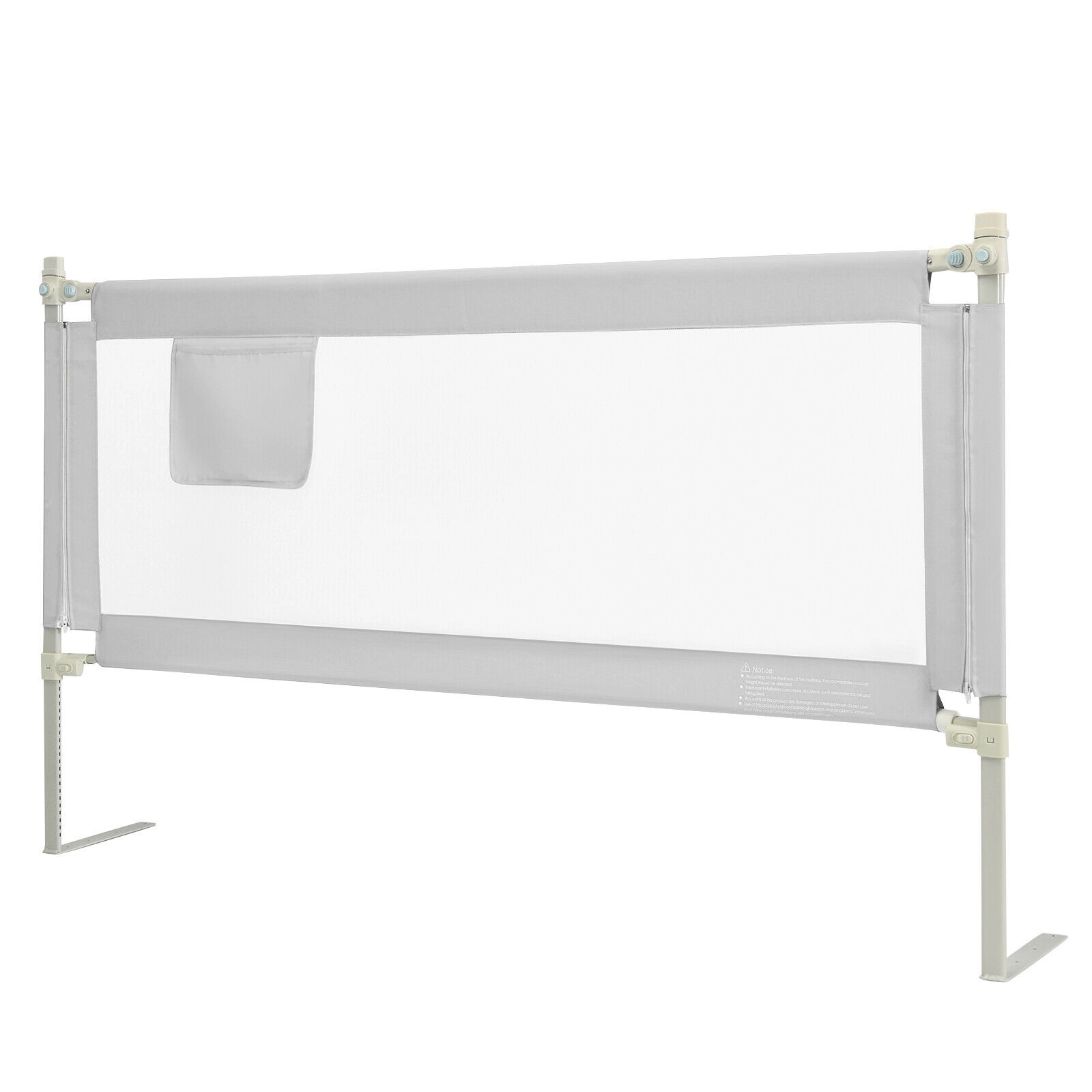 SUGIFT Adjustable Toddler Bed Rail with Anti-Collision Cotton Padding and Side Pocket 69.5-in Blue