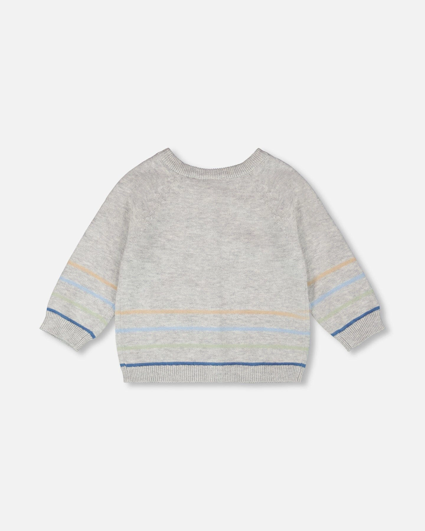 Deux par Boys Cotton Knit Striped Button Front Cardigan