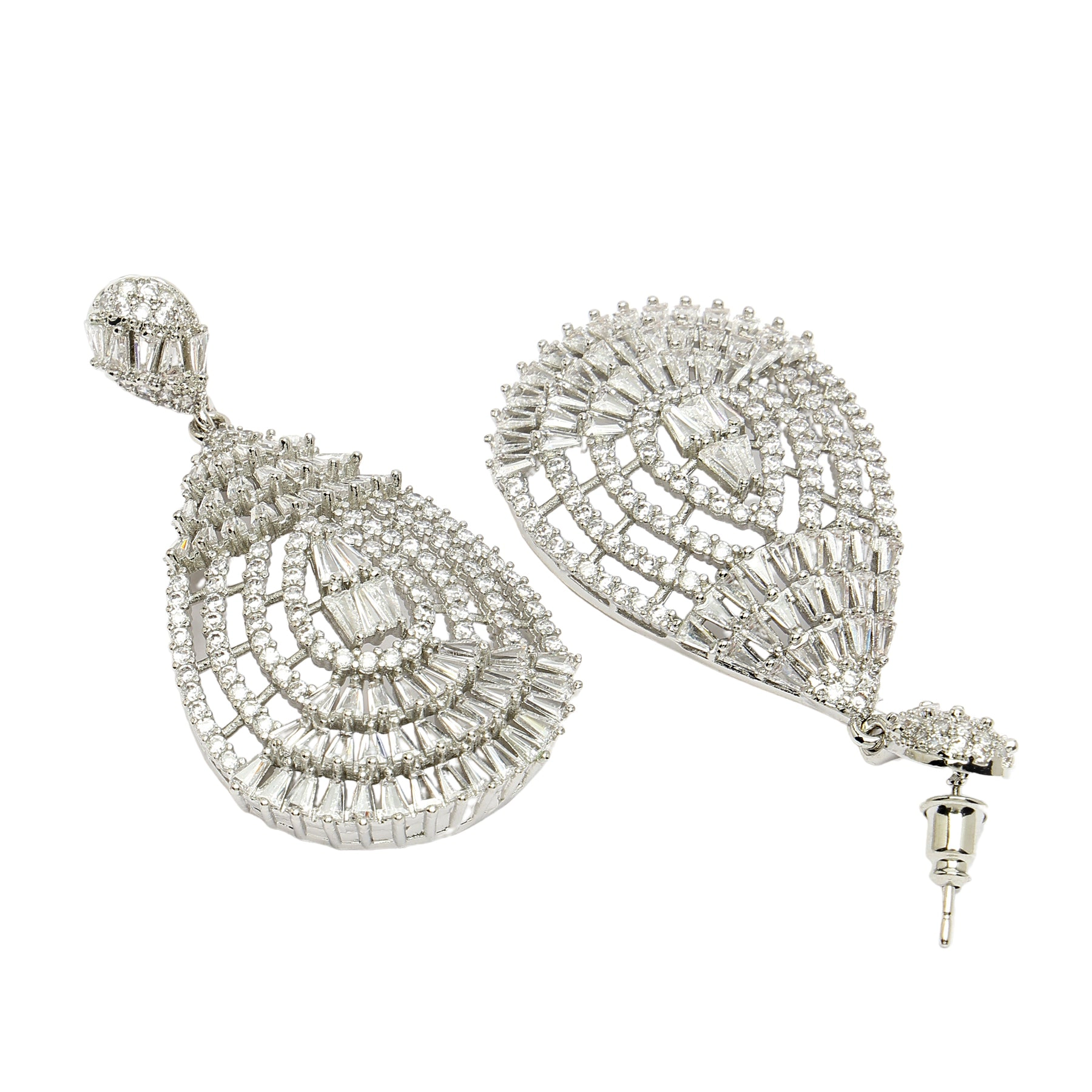 AGP PARIS Womens Diva Collection Beautiful Hollow Zirconia Drop Earrings